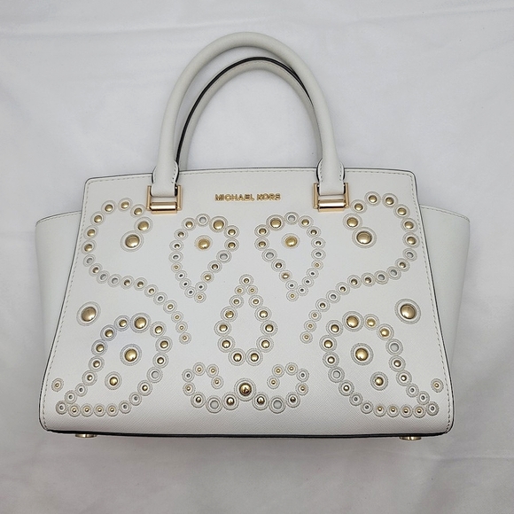 *FINAL PRICE* Michael Kors Studded Selma Medium Top Zip Leather Satchel - Picture 10 of 15
